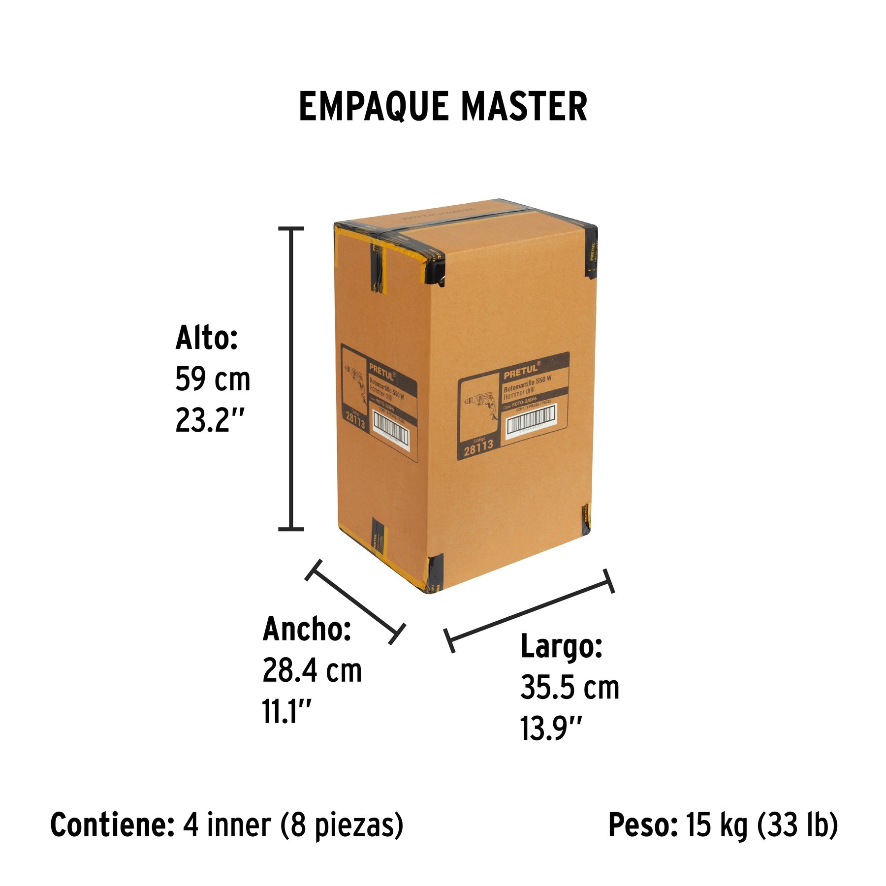 Rotomartillo 3/8', 550W, PRETUL | ROTO-3/8P6 | 28113