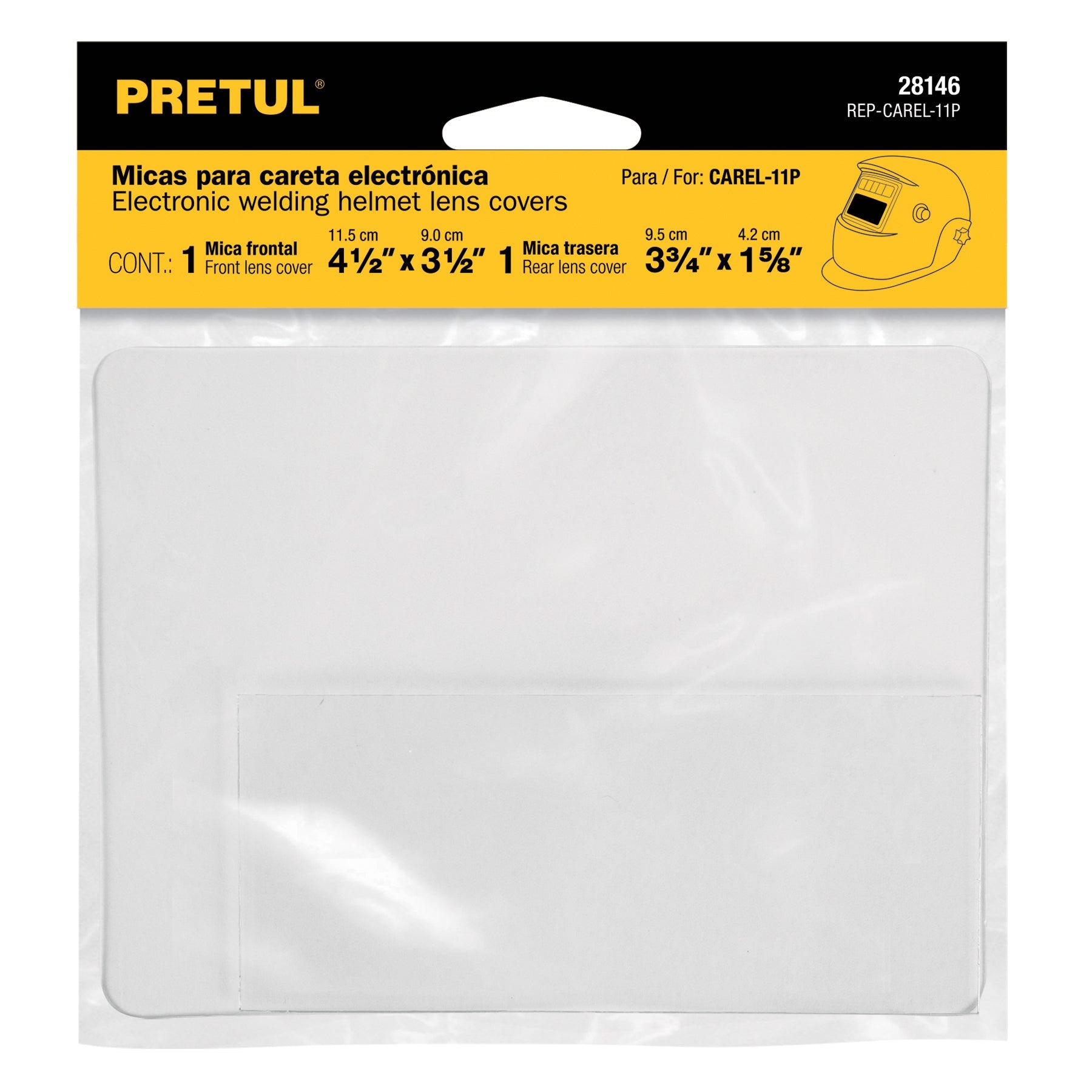 Bolsa c/2 micas para careta CAREL-11P, PRETUL | REP-CAREL-11P | 28146