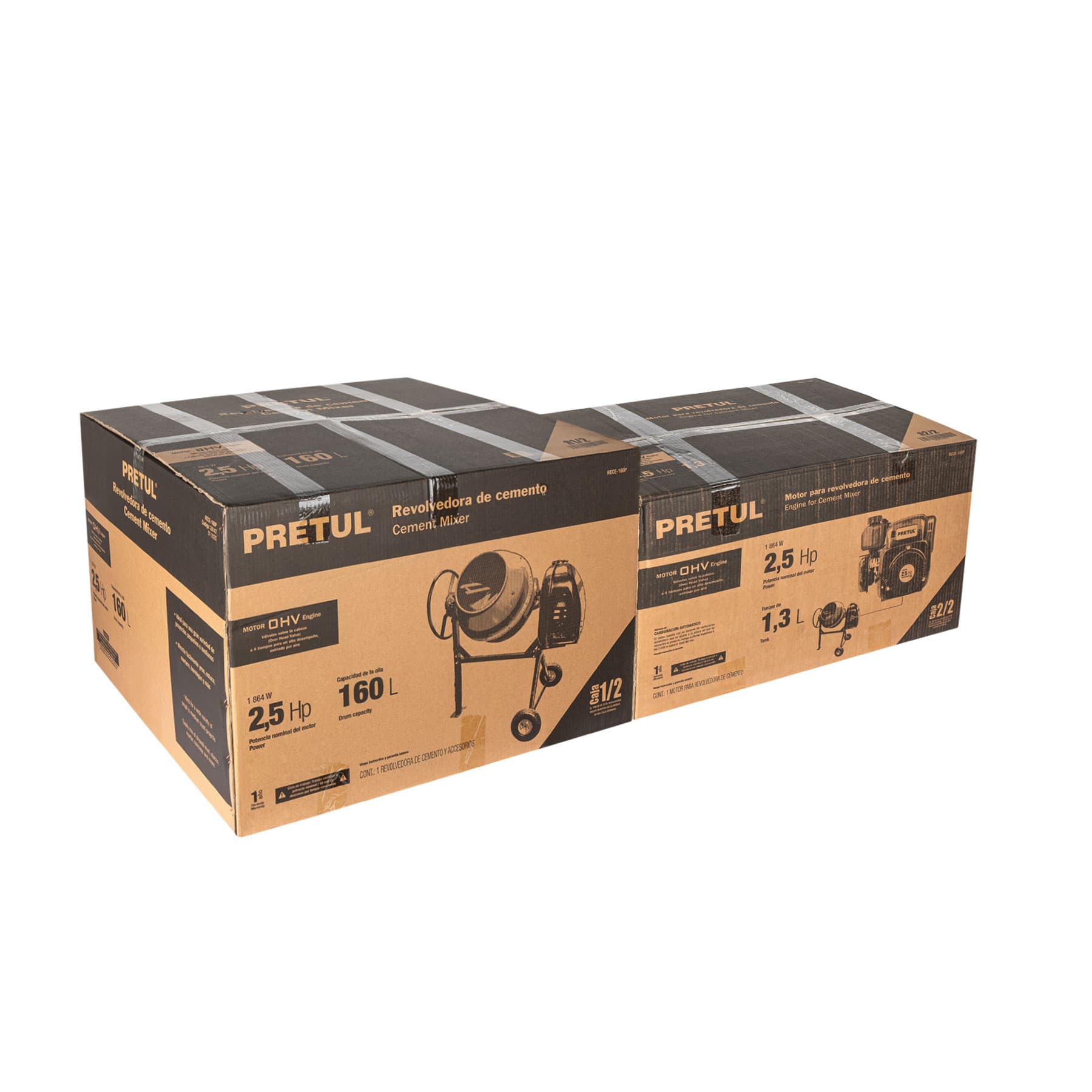 Revolvedora de concreto, a gasolina, 160 L, 1/2 saco, PRETUL | RECE-160P | 28147