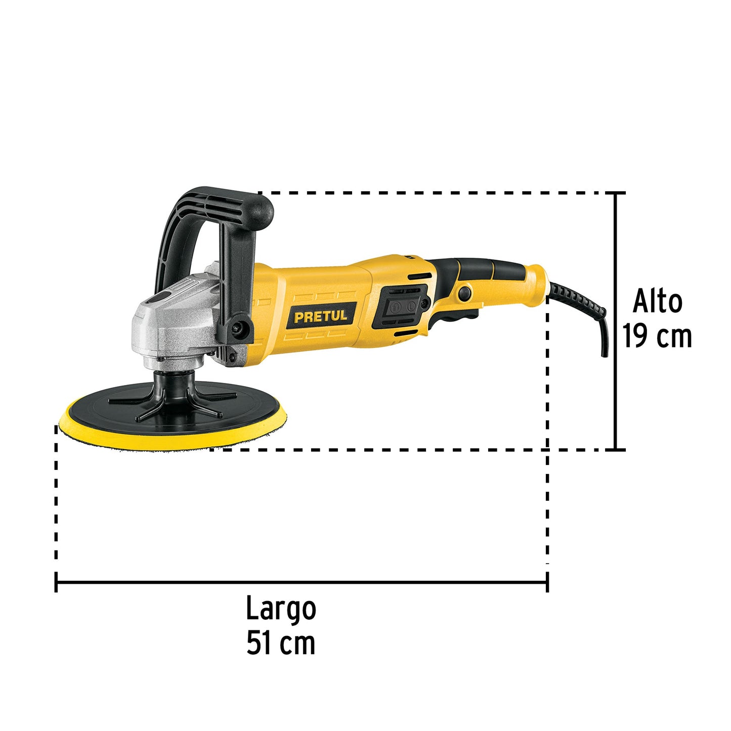 Pulidora velocidad variable 7' 1200W, c/accesorios, PRETUL | PULA-7P | 28151