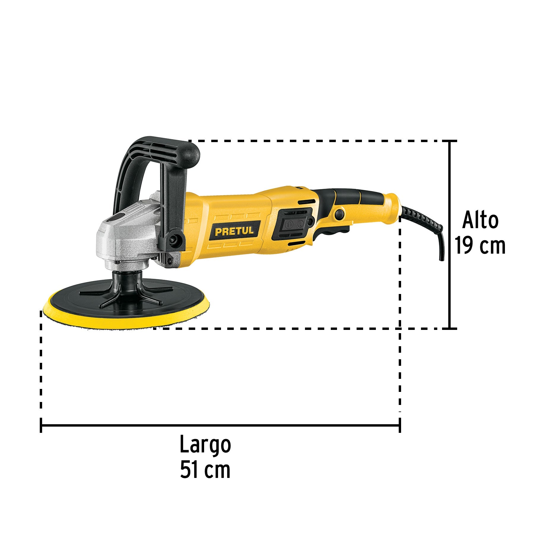Pulidora velocidad variable 7' 1200W, c/accesorios, PRETUL | PULA-7P | 28151