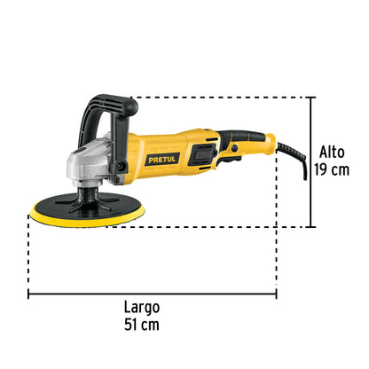 Pulidora velocidad variable 7' 1200W, c/accesorios, PRETUL | PULA-7P | 28151