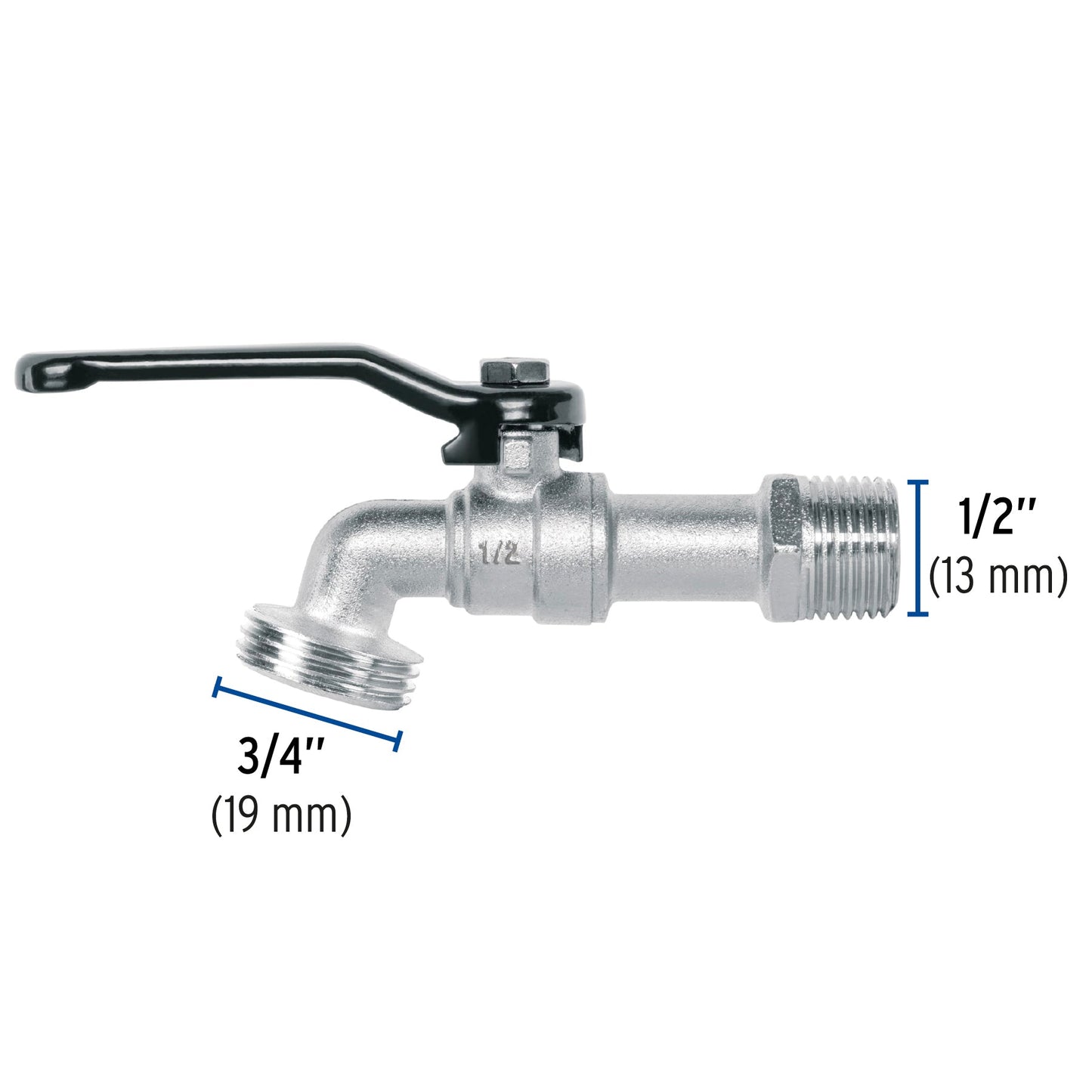 Llave de esfera de zinc 1/2', 110 g, s/adaptador, Pretul | LL-21PS | 28200