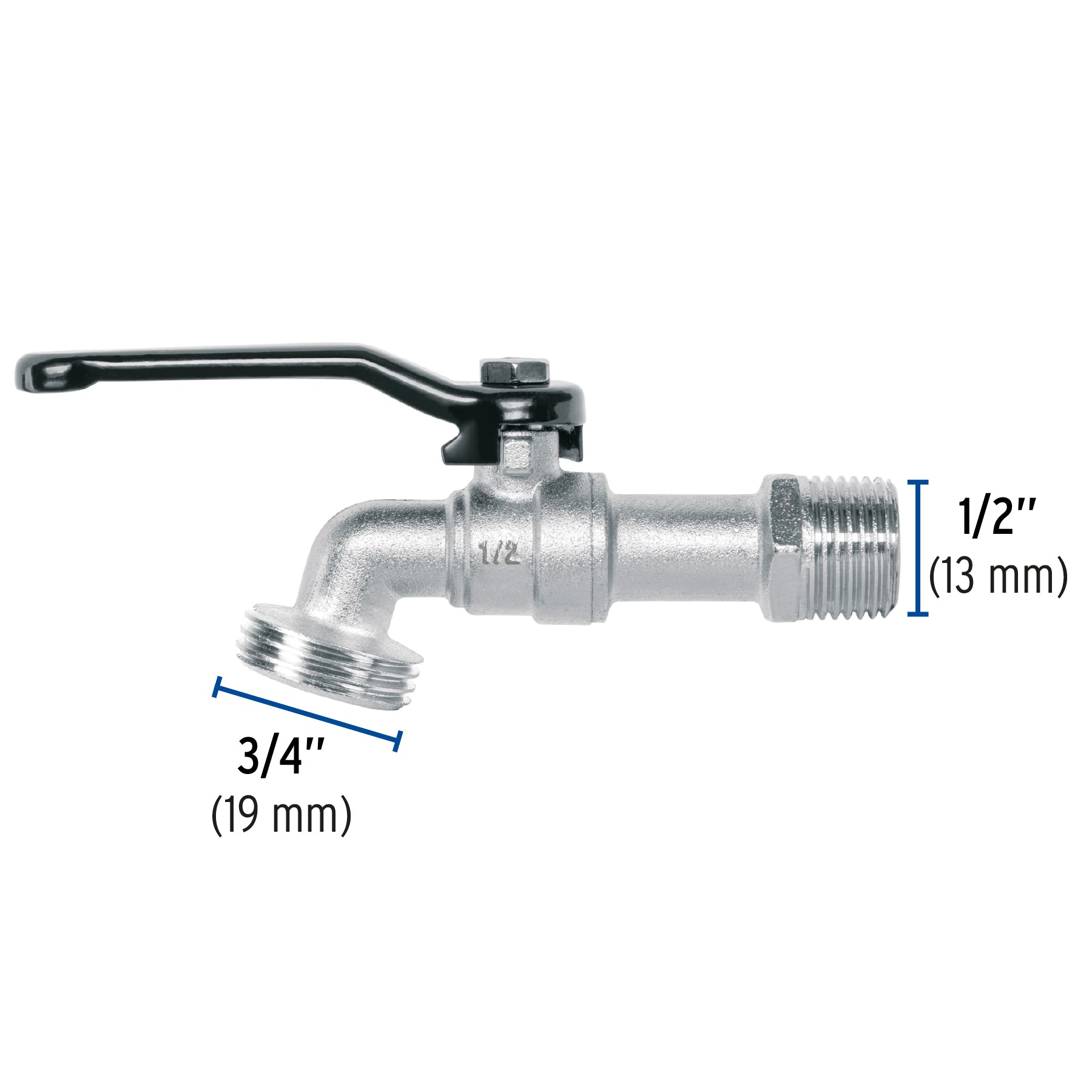 Llave de esfera de zinc 1/2', 110 g, s/adaptador, Pretul | LL-21PS | 28200