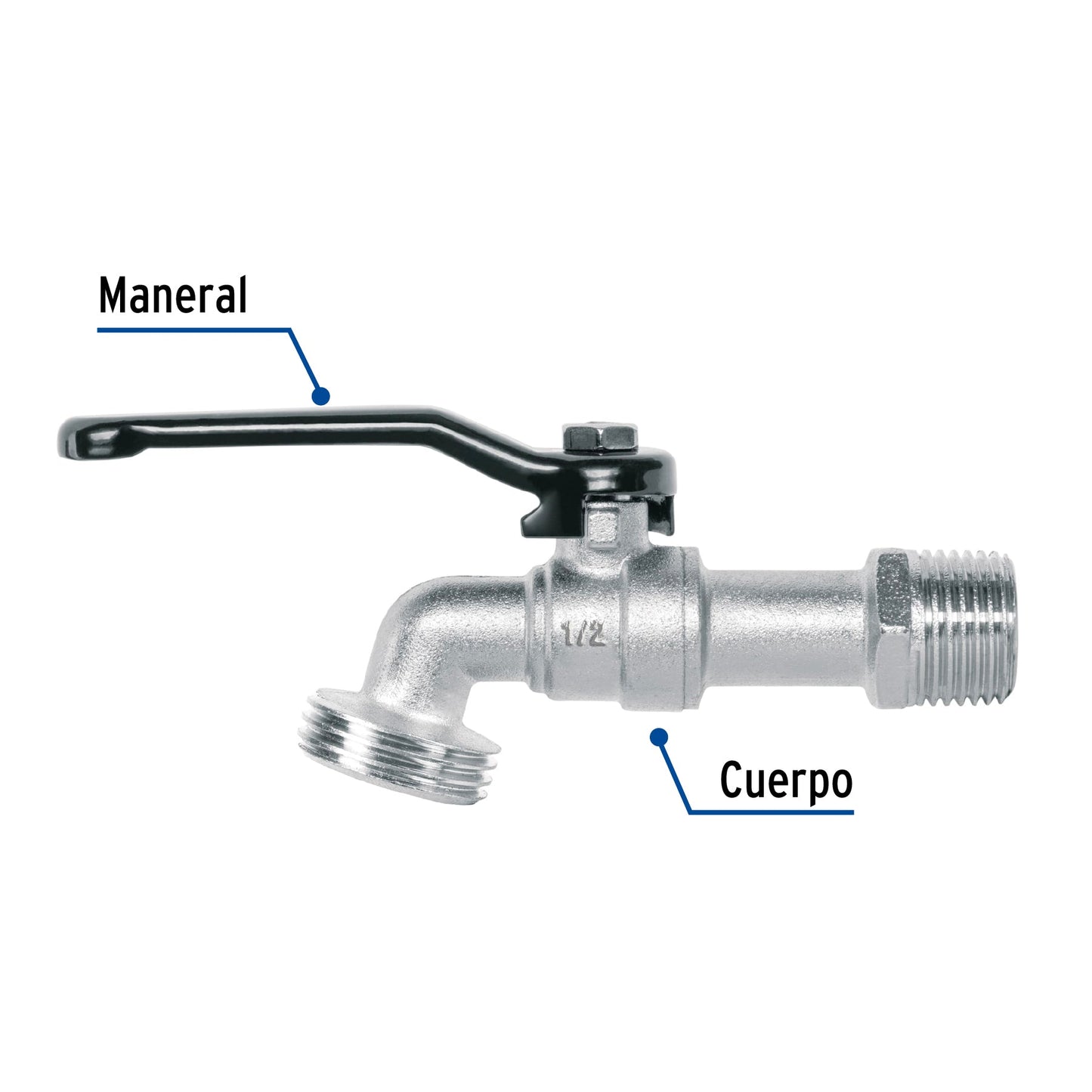 Llave de esfera de zinc 1/2', 110 g, s/adaptador, Pretul | LL-21PS | 28200