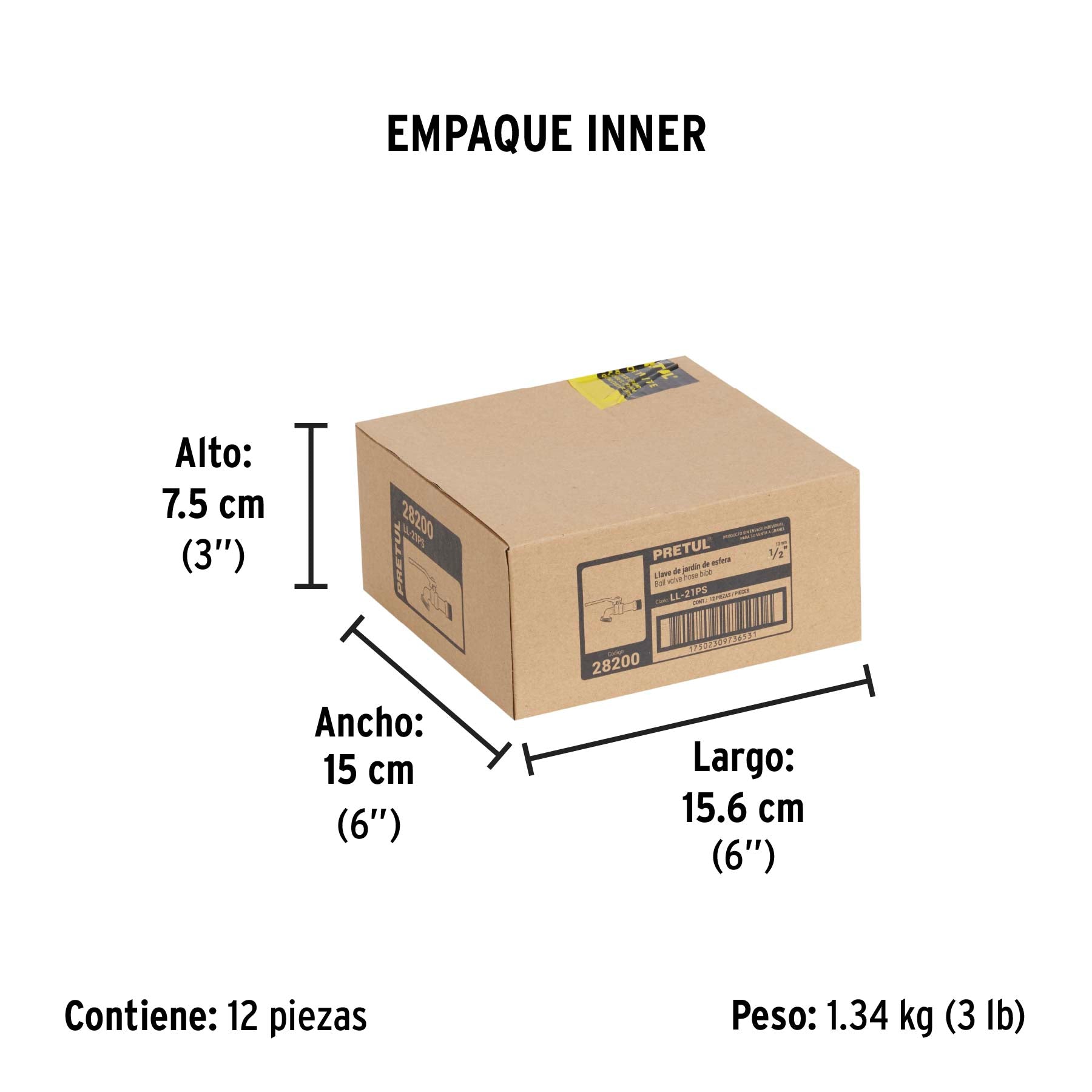 Llave de esfera de zinc 1/2', 110 g, s/adaptador, Pretul | LL-21PS | 28200