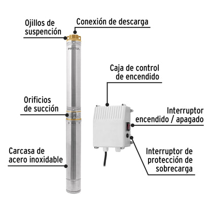 Bomba sumergible tipo bala, 2HP, uso agrícola, PRETUL | BOS-2LMP | 28201