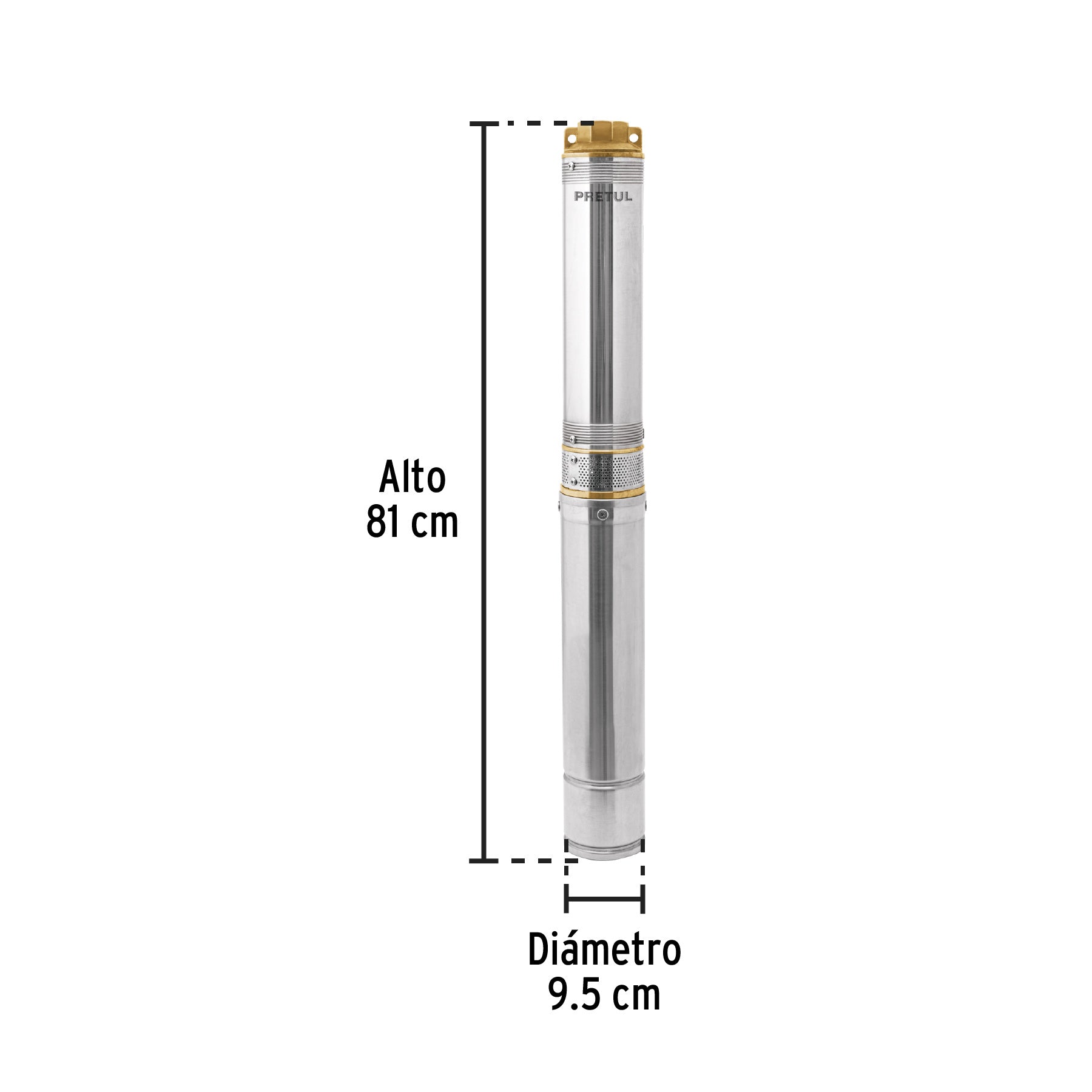Bomba sumergible tipo bala, 1-1/2HP, uso agrícola, PRETUL | BOS-1-1/2LMP | 28202