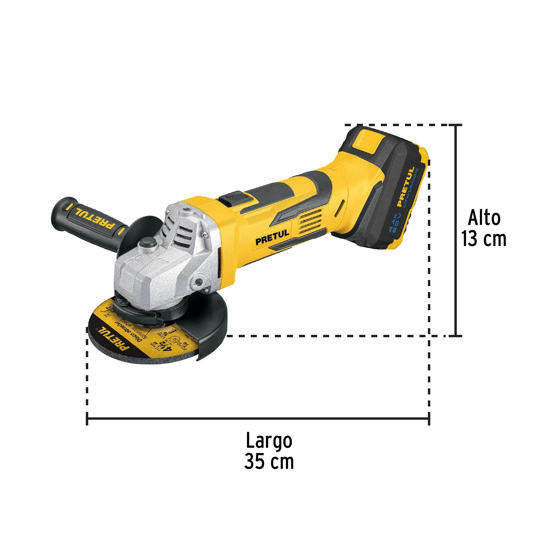 Esmeriladora 4-1/2', 20V, 1 batería 4Ah, PRETUL | ESMI-20P | 28267