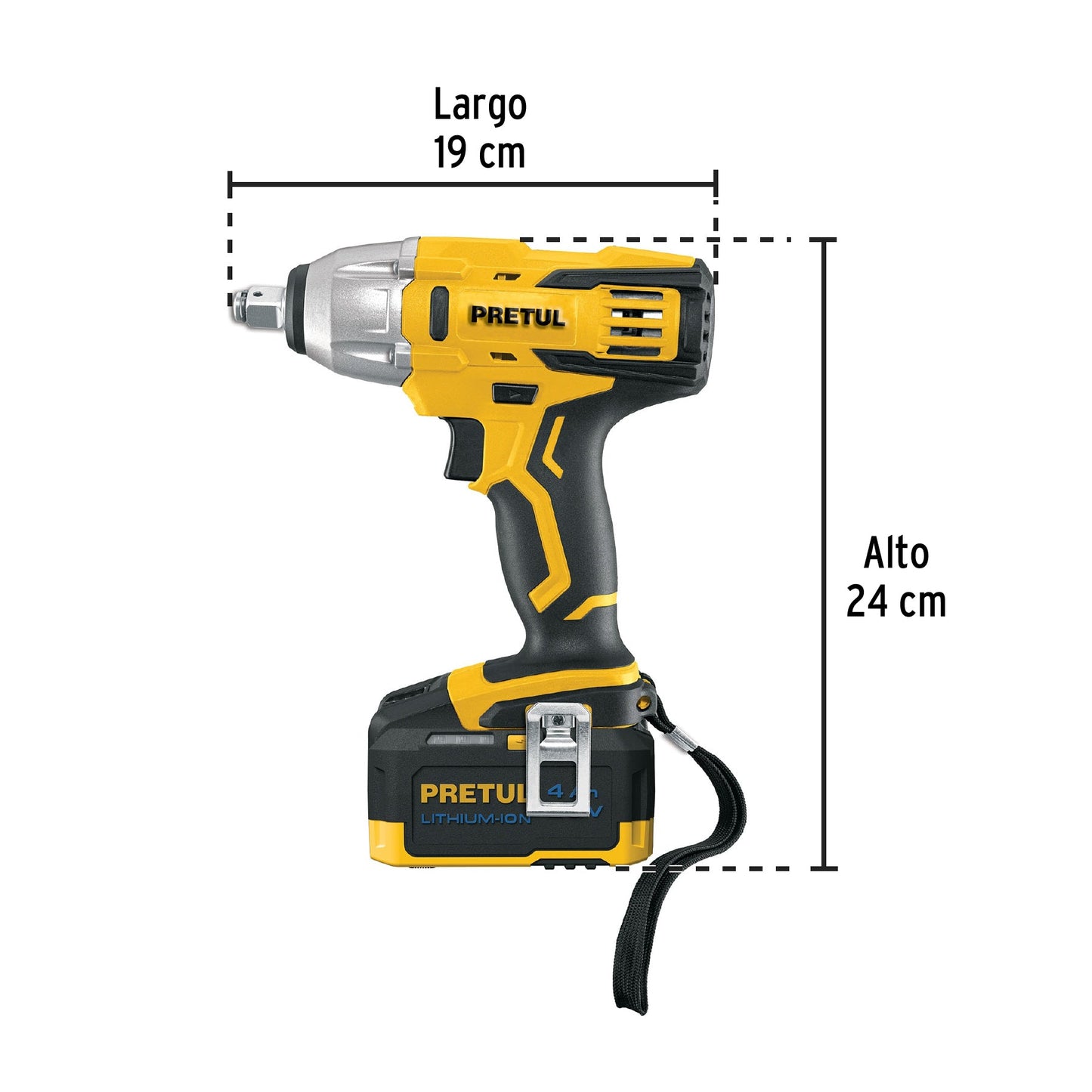 Llave de impacto 1/2', 20V, 155 lb/ft, 1 batería 4Ah, PRETUL | LIMI-20P | 28268