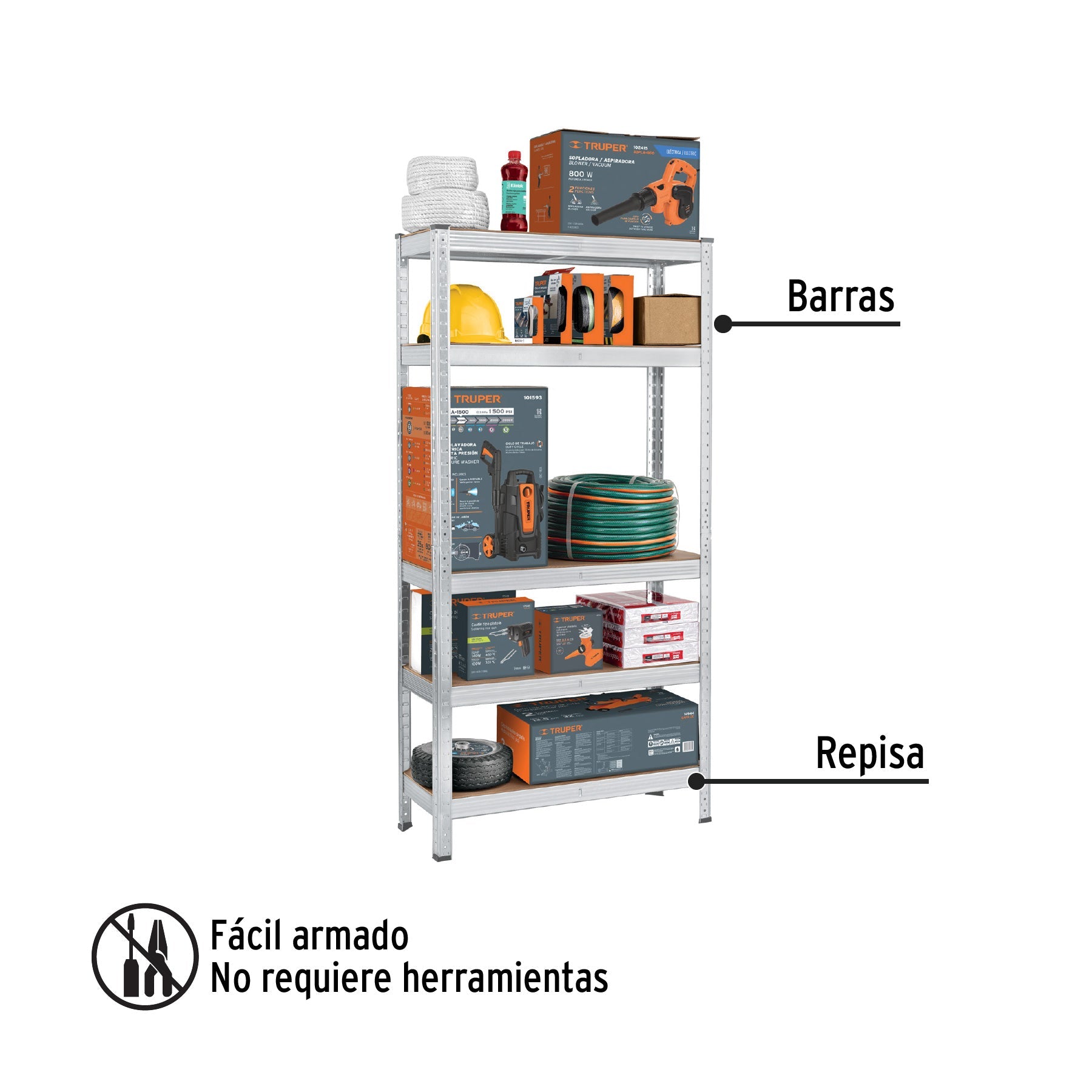 Estante metálico 5 repisas MDF cap. 35 Kg,150x30x75, PRETUL | ESME-351 | 29021
