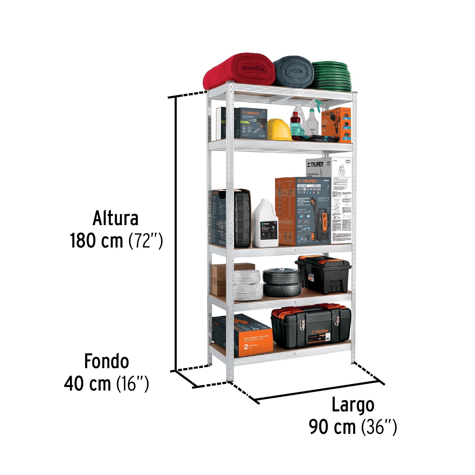 Estante metálico 5 repisas MDF cap. 35 Kg,180x40x90, PRETUL | ESME-352 | 29022