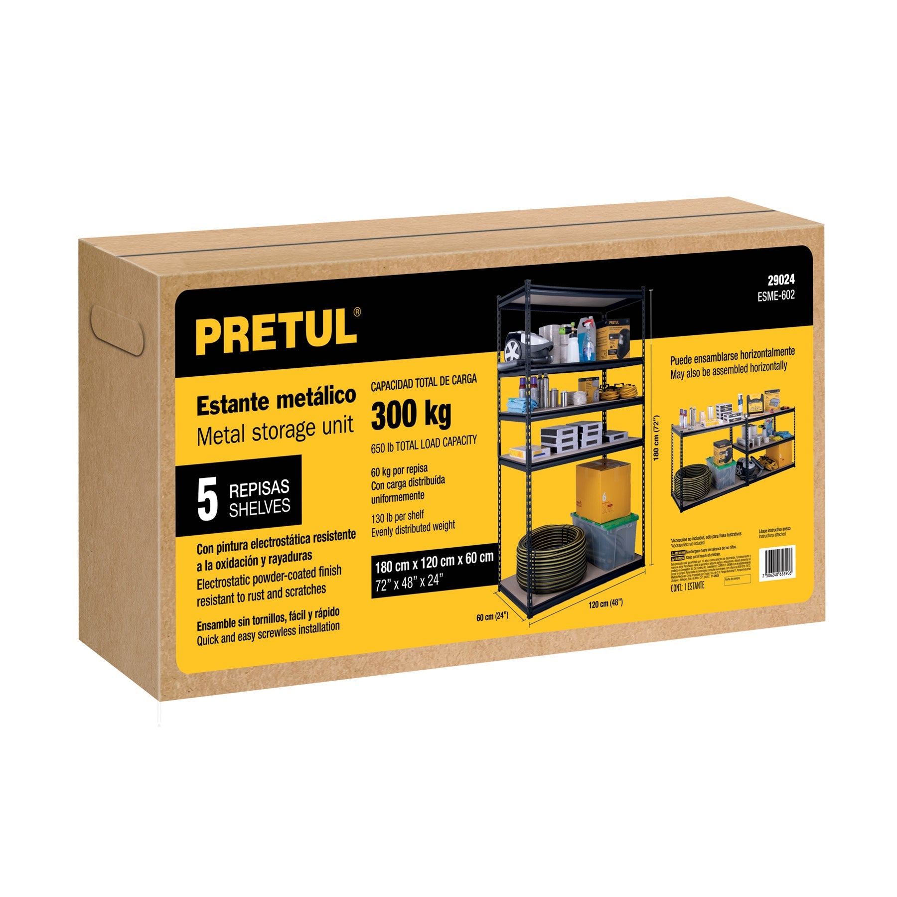 Estante metálico 5 repisas MDP cap. 60 Kg,180x60x120, PRETUL | ESME-602 | 29024