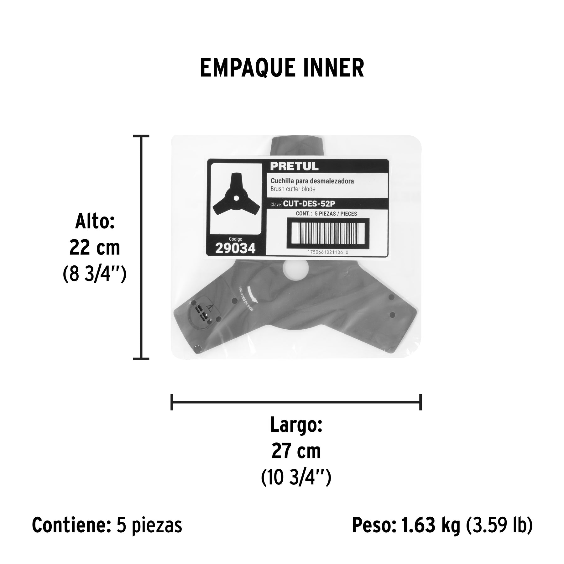 Cuchilla de repuesto para DES-52P, PRETUL | CUT-DES-52P | 29034