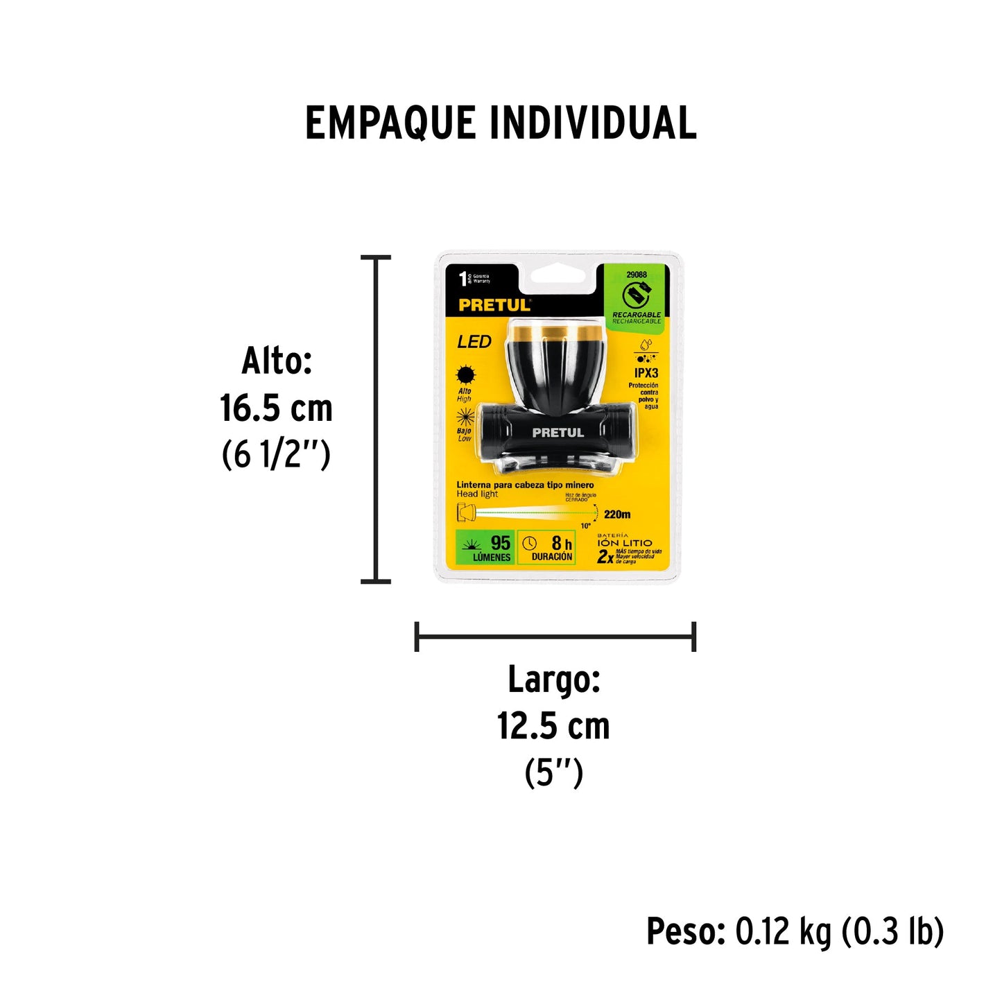 Linterna de minero LED 95 lm, recargable, PRETUL | LI-CA-90RP | 29088