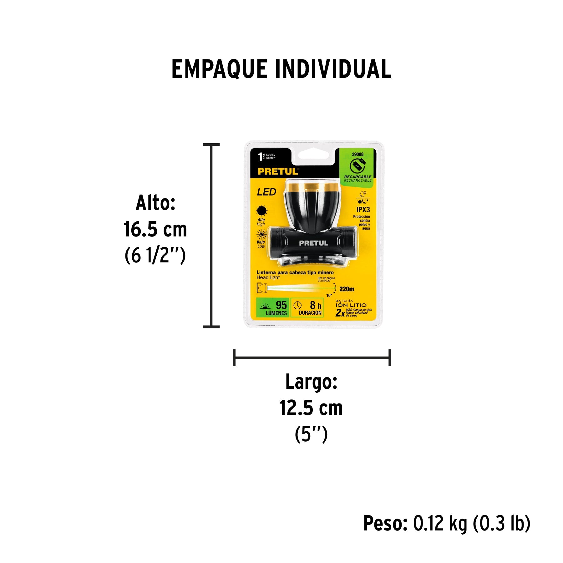 Linterna de minero LED 95 lm, recargable, PRETUL | LI-CA-90RP | 29088