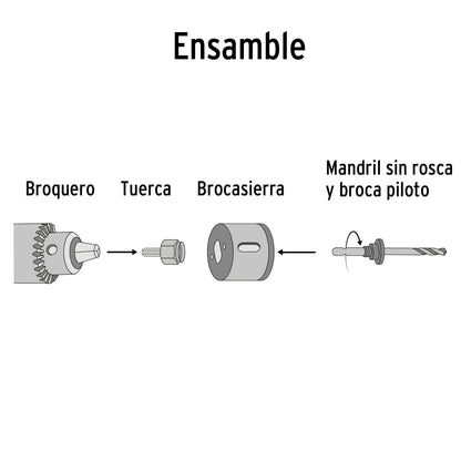Juego de 7 brocasierras acero al carbono y 1 mandril, Pretul | KIT-8P | 29100