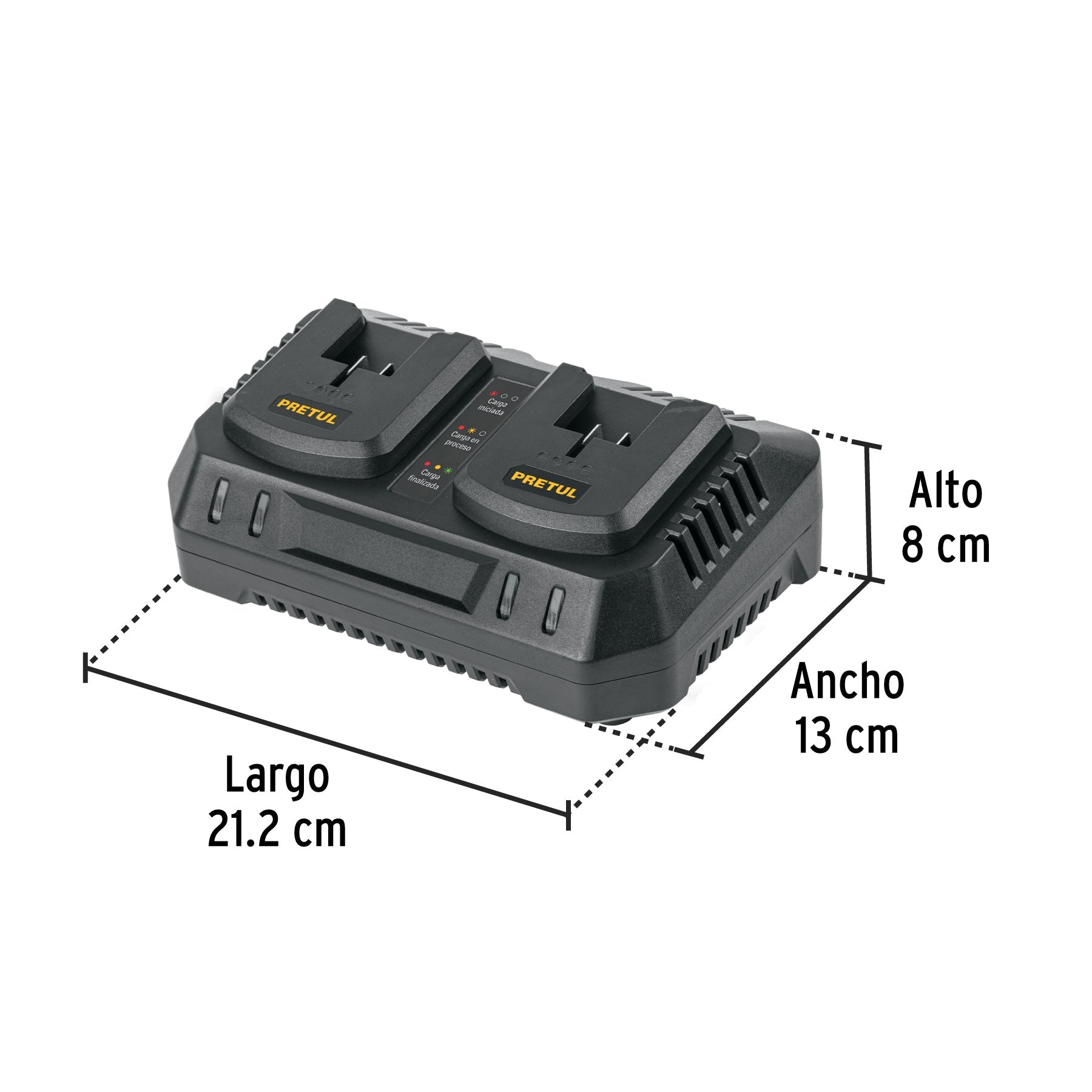 Cargador dual de baterías de ion litio 20V, PRETUL | CARD-20P | 29919