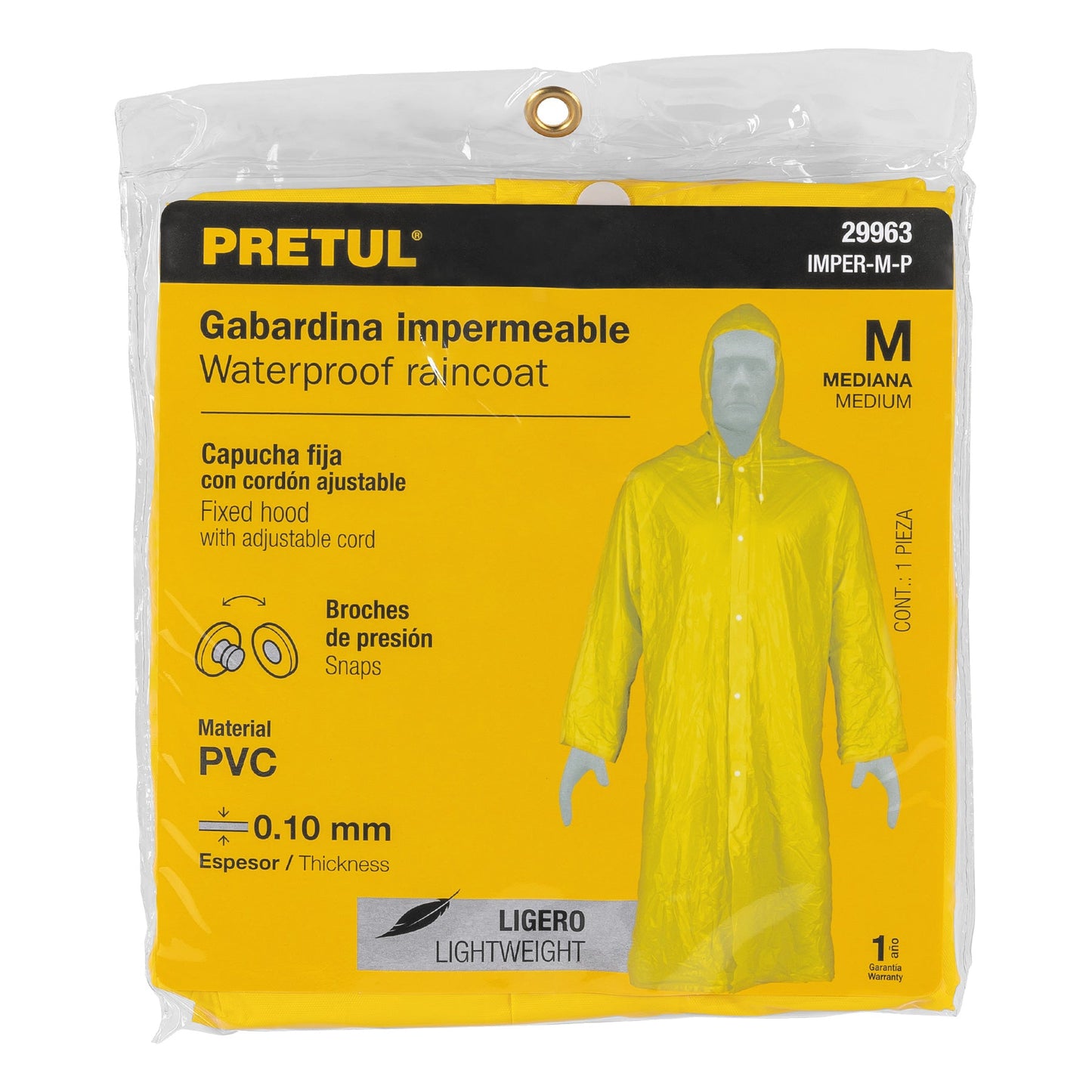 Gabardina impermeable ligera de PVC, talla M, Pretul | IMPER-M-P | 29963