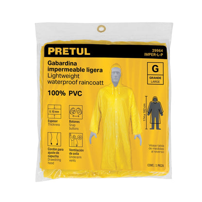 Gabardina impermeable ligera de PVC, talla G, Pretul | IMPER-L-P | 29964