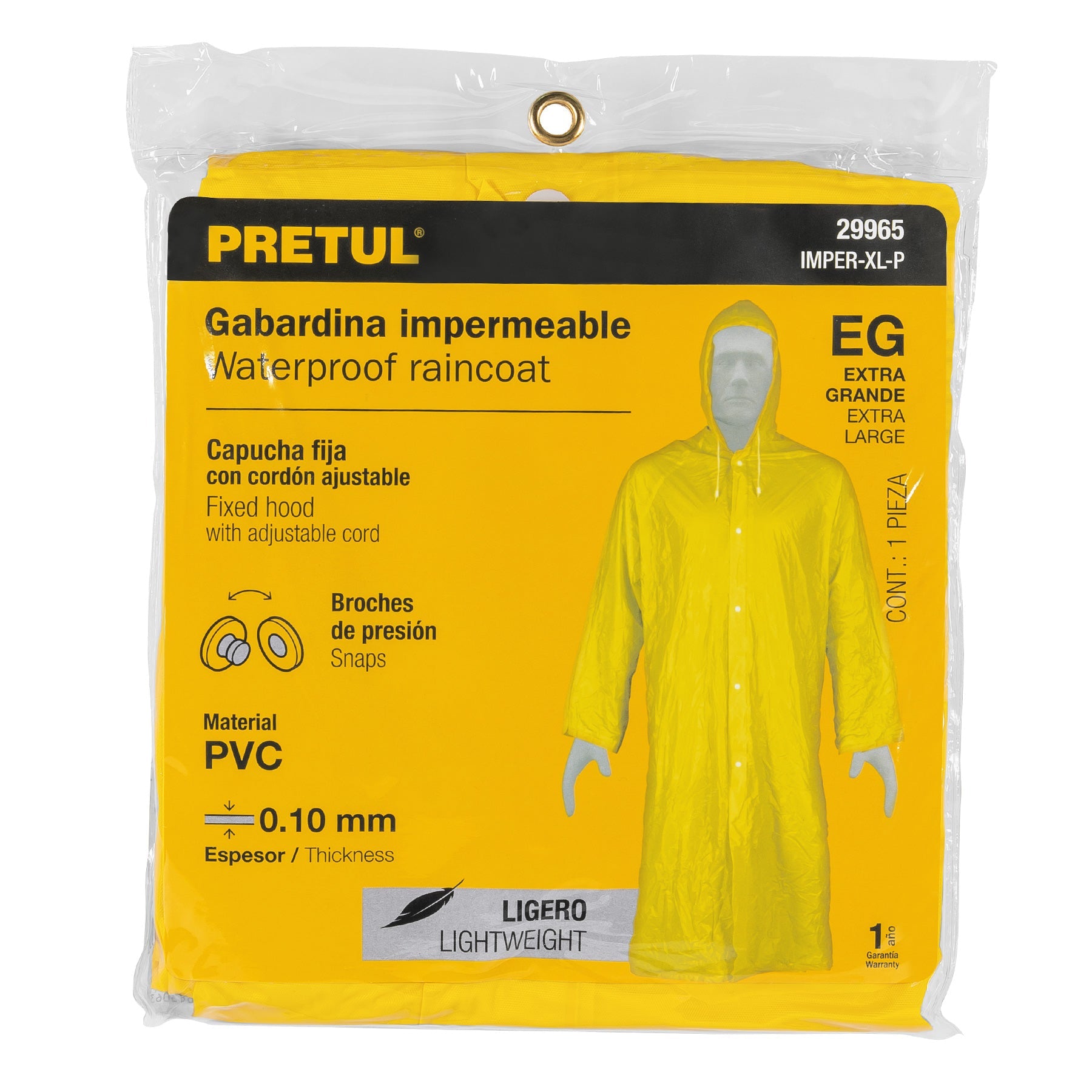 Gabardina impermeable ligera de PVC, talla XG, Pretul | IMPER-XL-P | 29965