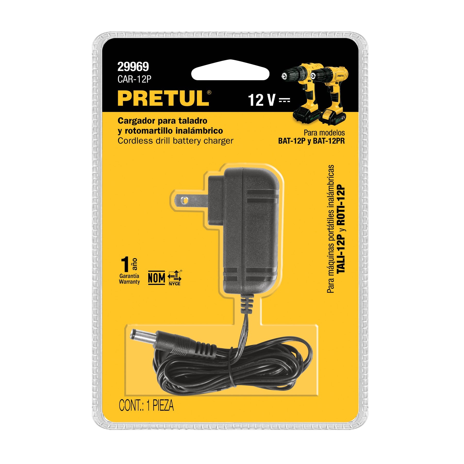 Cargador de baterías de ion litio, 12V para taladro TALI-12P | CAR-12P | 29969