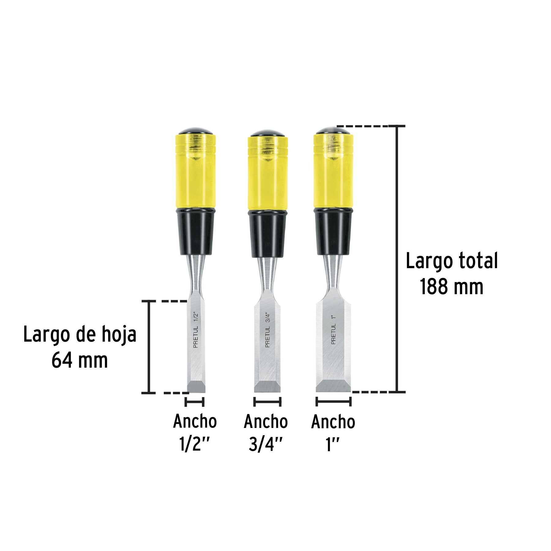 Juego de 3 formones Pretul | JFP-3 | 29974