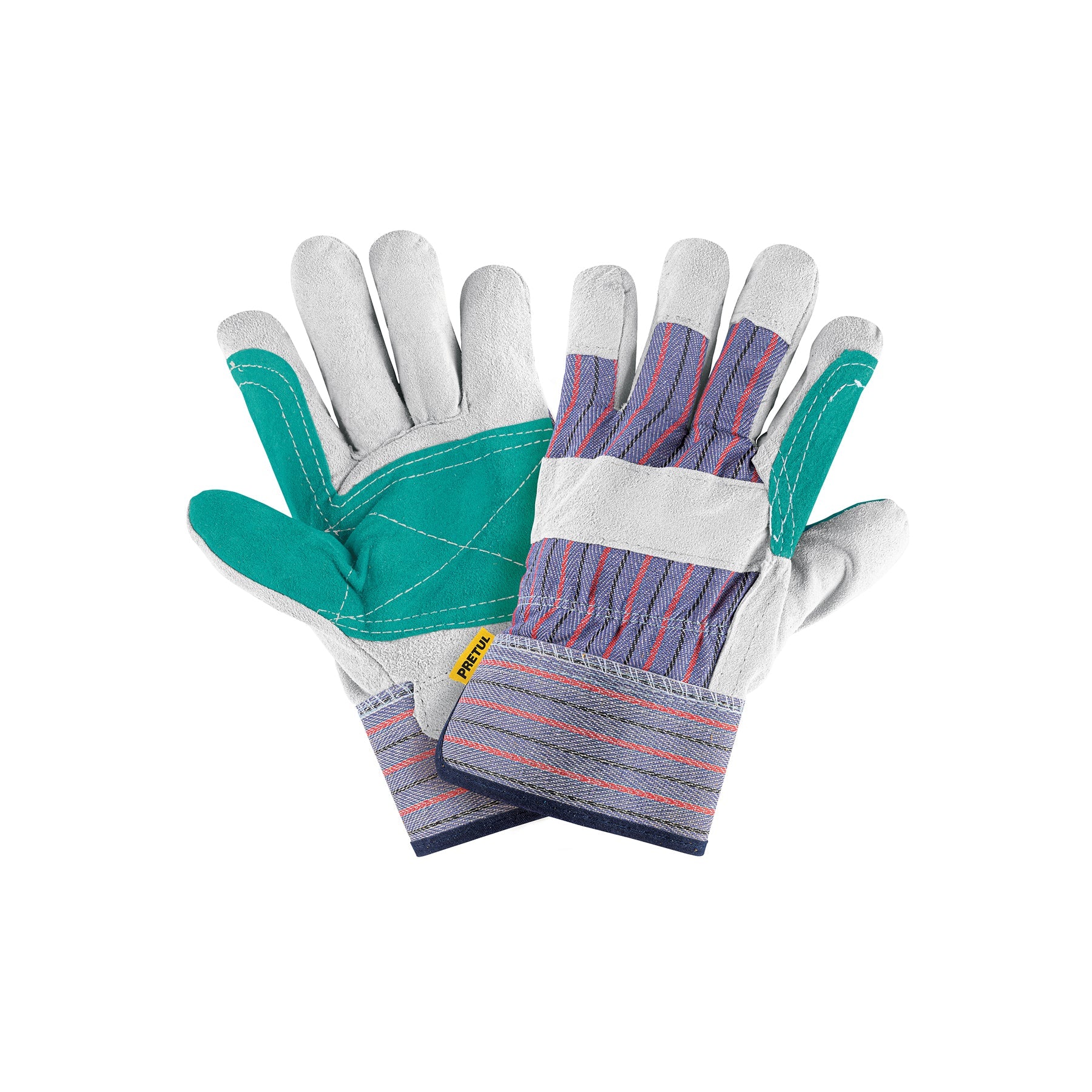 Guantes de carnaza y loneta con refuerzo, unitalla, PRETUL | GU-215P | 29977