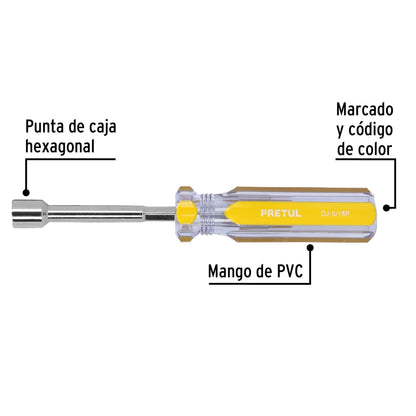 Desarmador de caja 5/16' mango de PVC, Pretul | DJ-5/16P | 29990