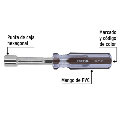 Desarmador de caja 7/16' mango de PVC, Pretul | DJ-7/16P | 29992