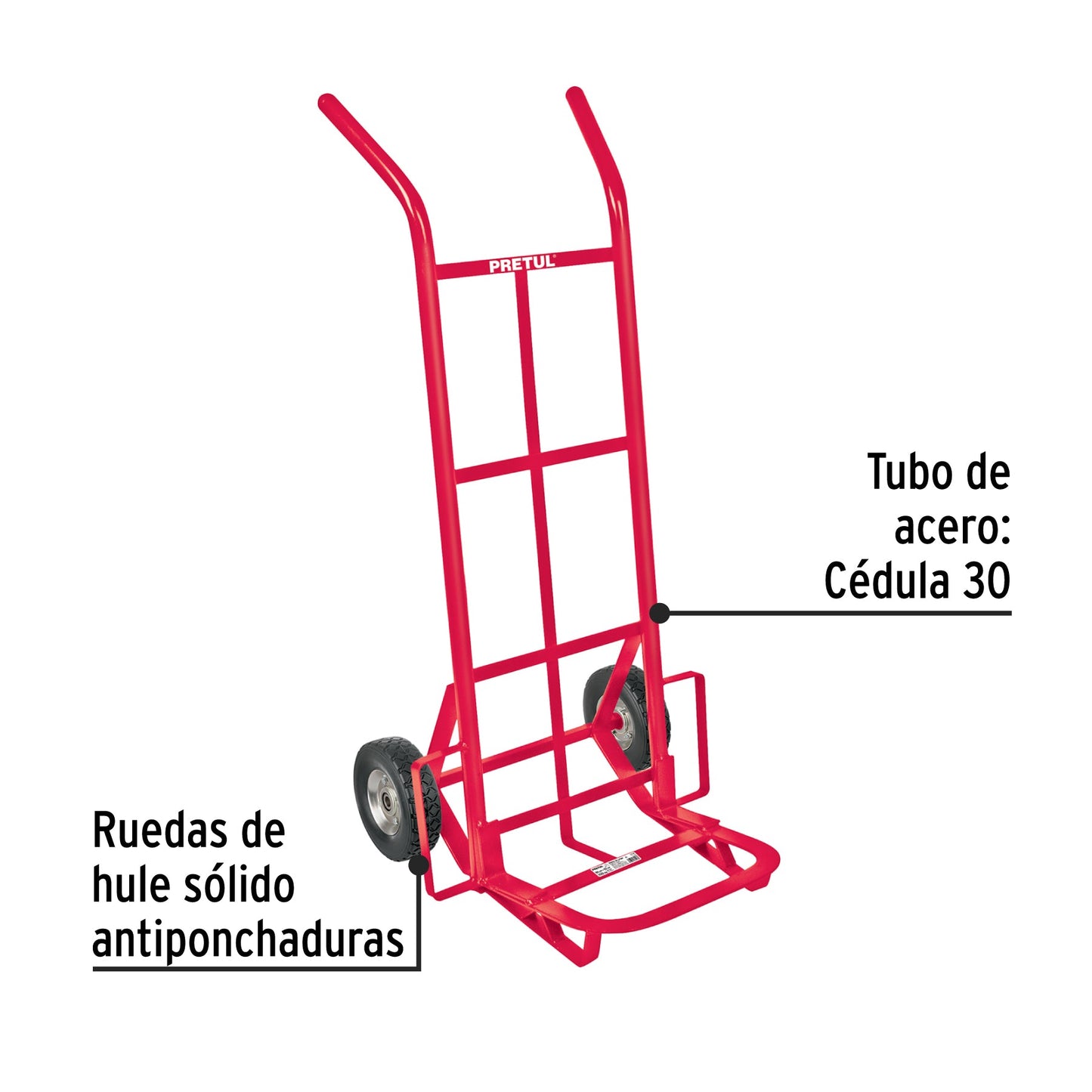 Diablo de carga de 100 kg, ruedas sólidas, balero sencillo | DIA-100 | 44475