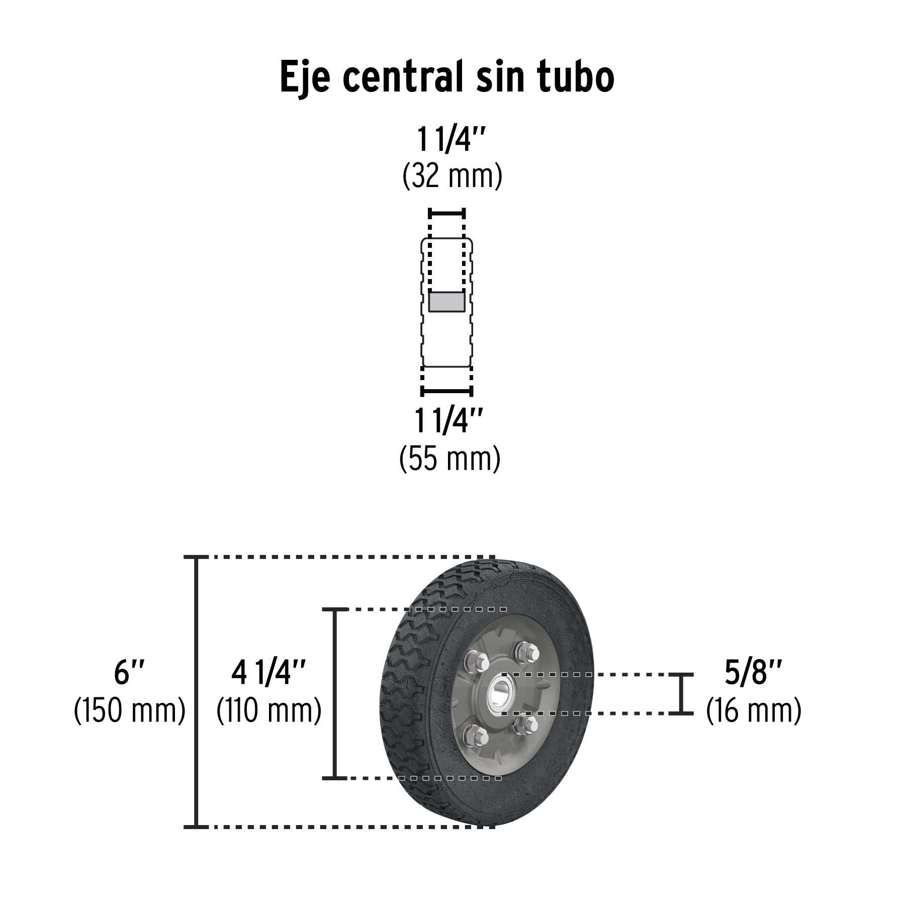 Diablo de carga de 100 kg, ruedas sólidas, balero sencillo | DIA-100 | 44475