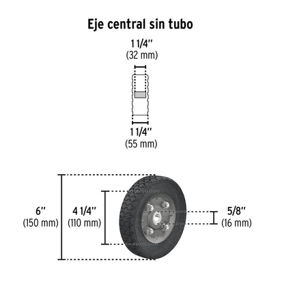 Diablo de carga de 100 kg, ruedas sólidas, balero sencillo | DIA-100 | 44475