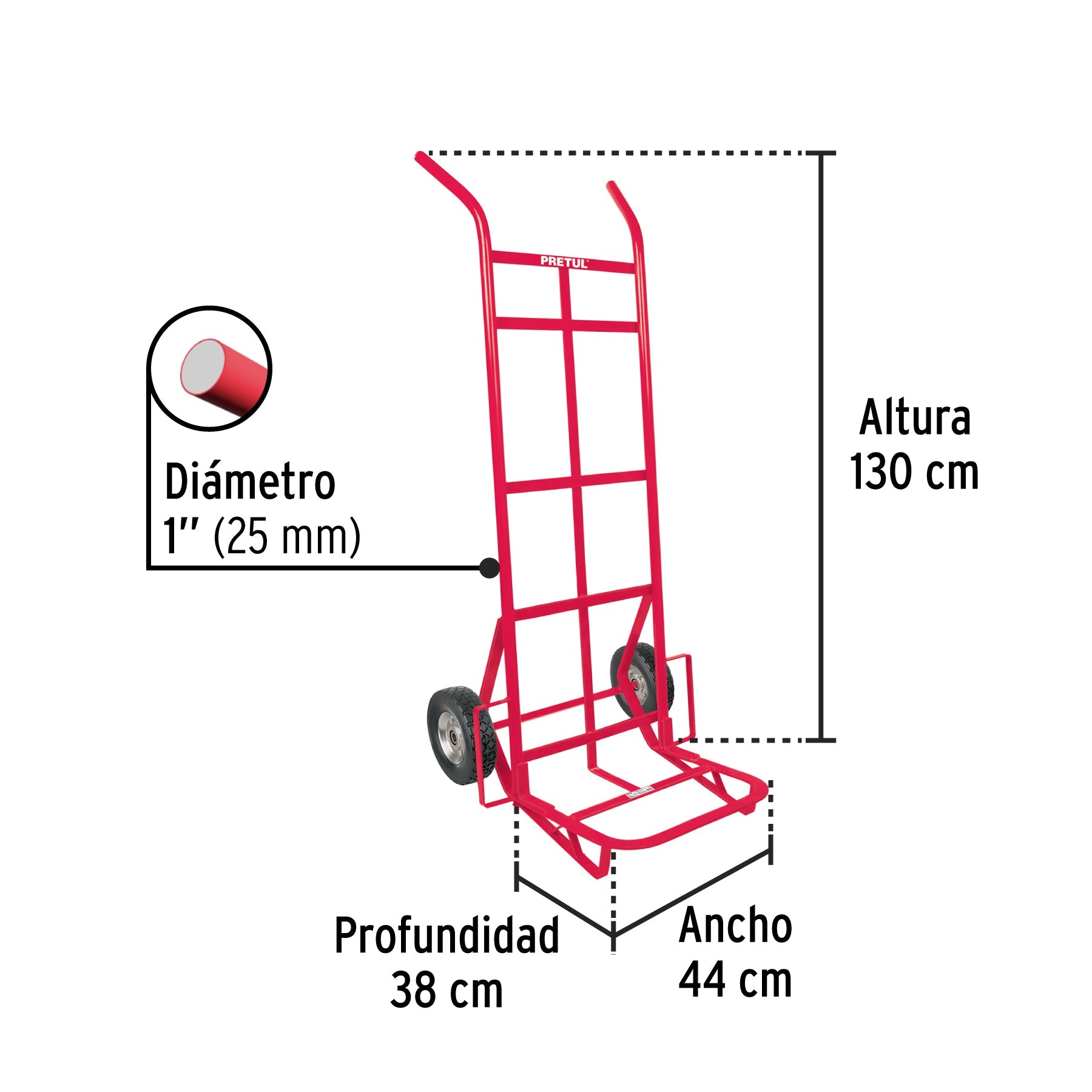 Diablo de carga de 300 kg, ruedas sólidas, doble balero | DIA-300 | 44477