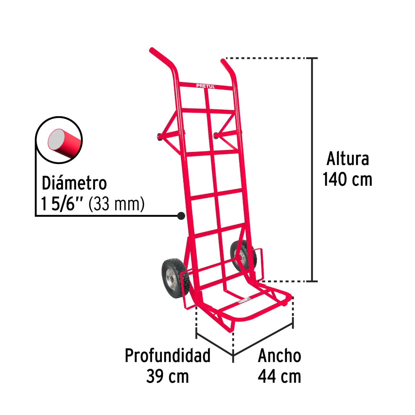 Diablo de carga de 450 kg, ruedas sólidas, doble balero | DIA-450 | 44479