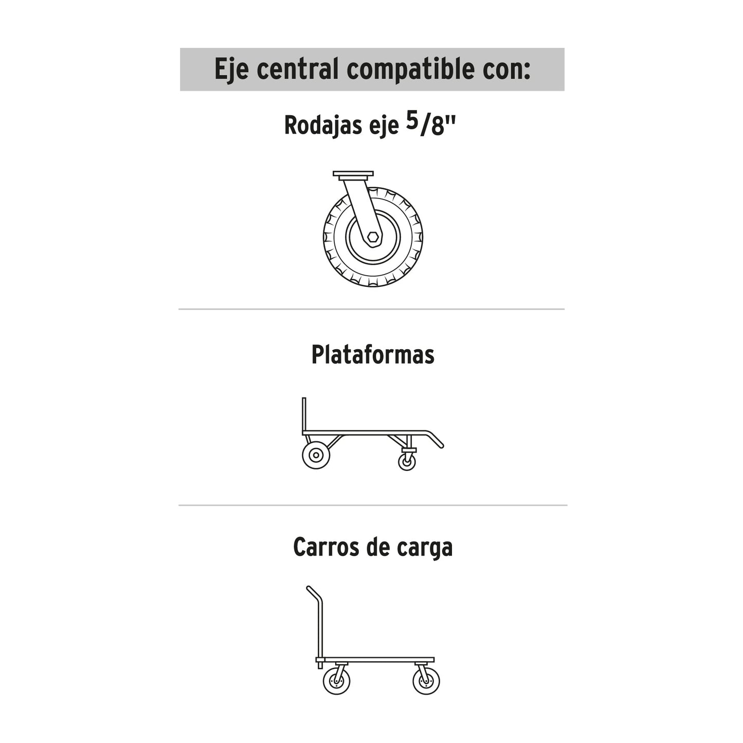 Rueda de hule sólido 6' para diablo, un balero, Pretul | RD-61 | 45481