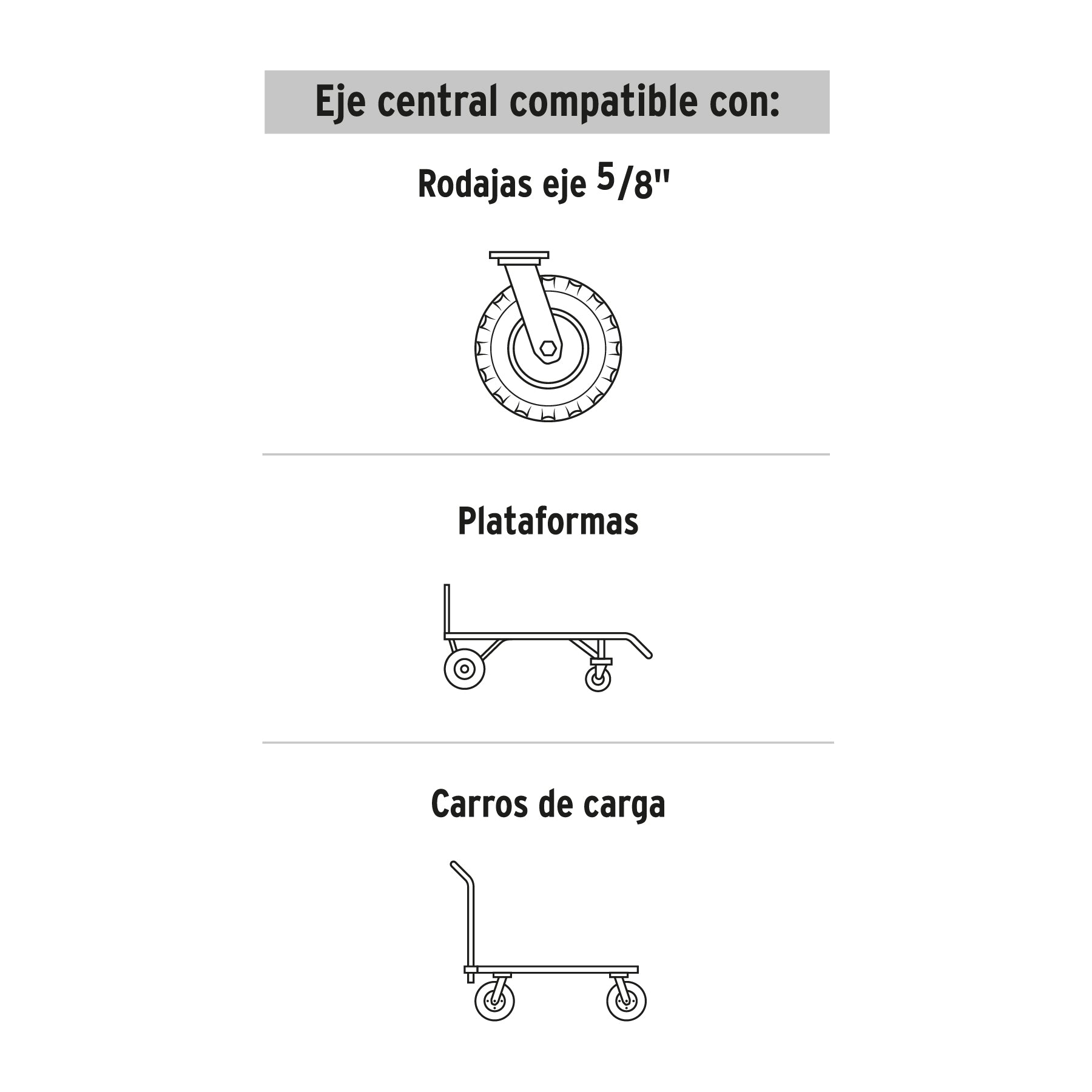 Rueda de hule sólido 7' para diablo, doble balero, Pretul | RD-72 | 45483