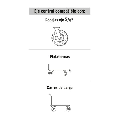 Rueda de hule sólido 8' para diablo, doble balero, Pretul | RD-82 | 45485