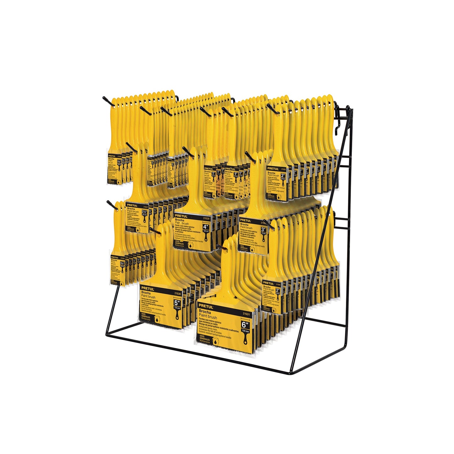 Exhibidor despachador con 156 brochas mango plástico Pretul | R-BRO-P-C | 50195
