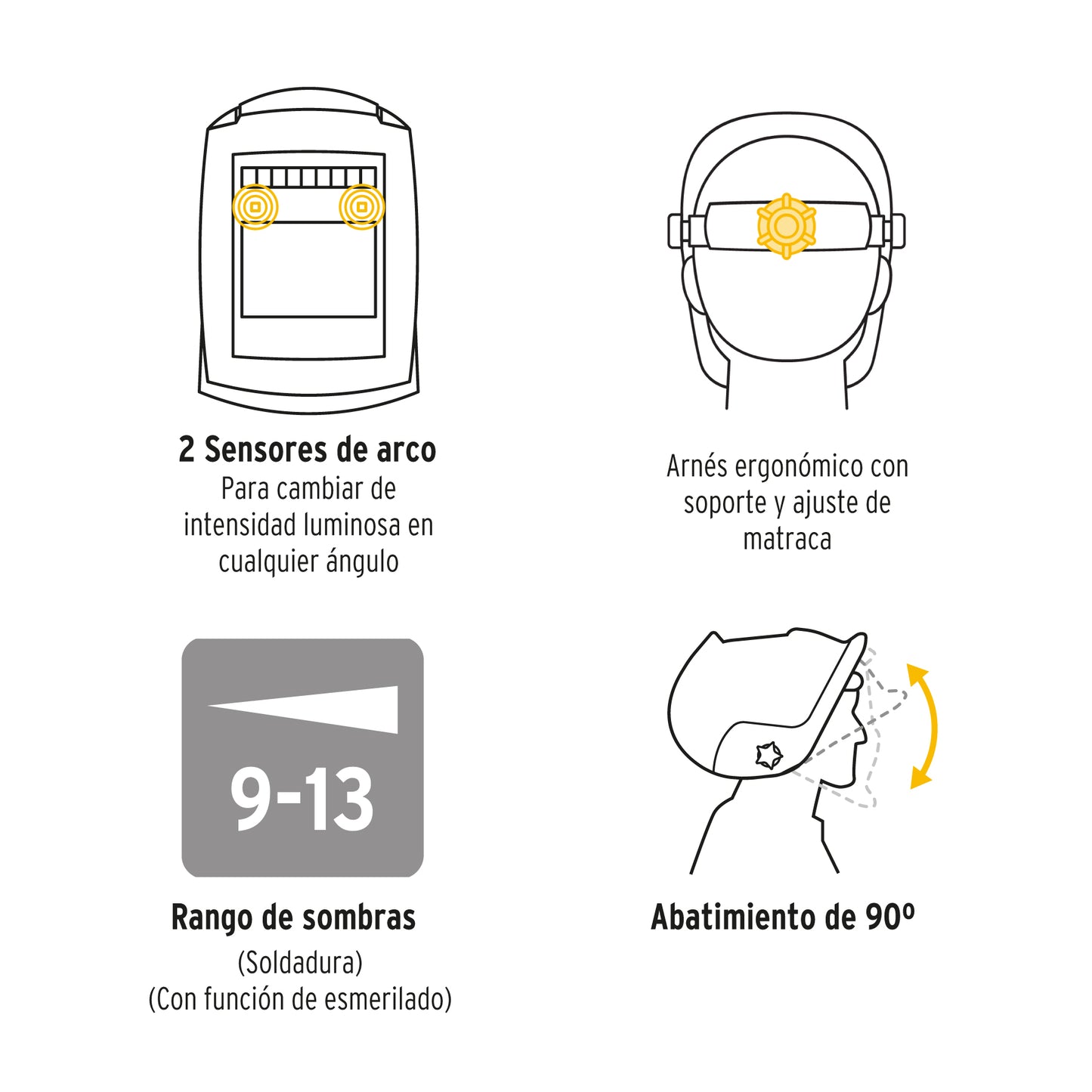 Careta electrónica para soldar sombra 9-13, rayos, PRETUL | CAREL-11RP | 29896