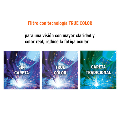 Careta electrónica para soldar sombra 9-13, rayos, PRETUL | CAREL-11RP | 29896