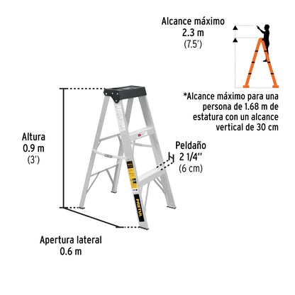 Escalera de tijera tipo III 2escalones, PRETUL | EST-32P | 20685