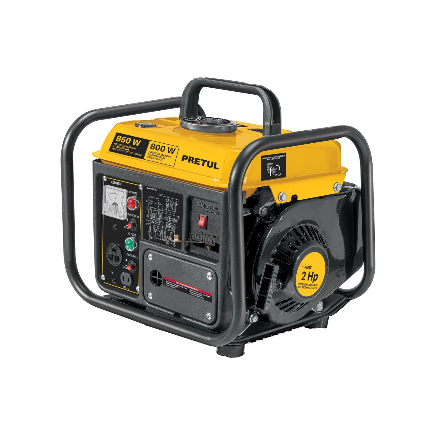 Generador portátil 0.8 kW motor 2 tiempos a gasolina, PRETUL | GEN-08P | 29913