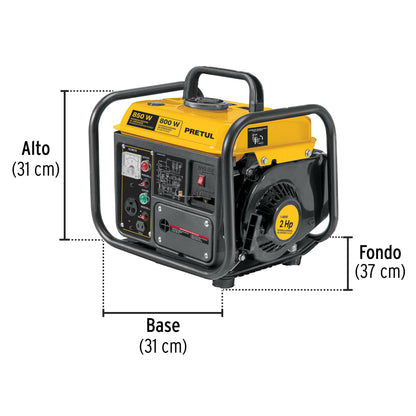 Generador portátil 0.8 kW motor 2 tiempos a gasolina, PRETUL | GEN-08P | 29913