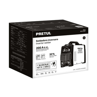Soldadora inversora 200A, bi-voltaje, Serie 500, PRETUL | SOIN-520BP | 29072